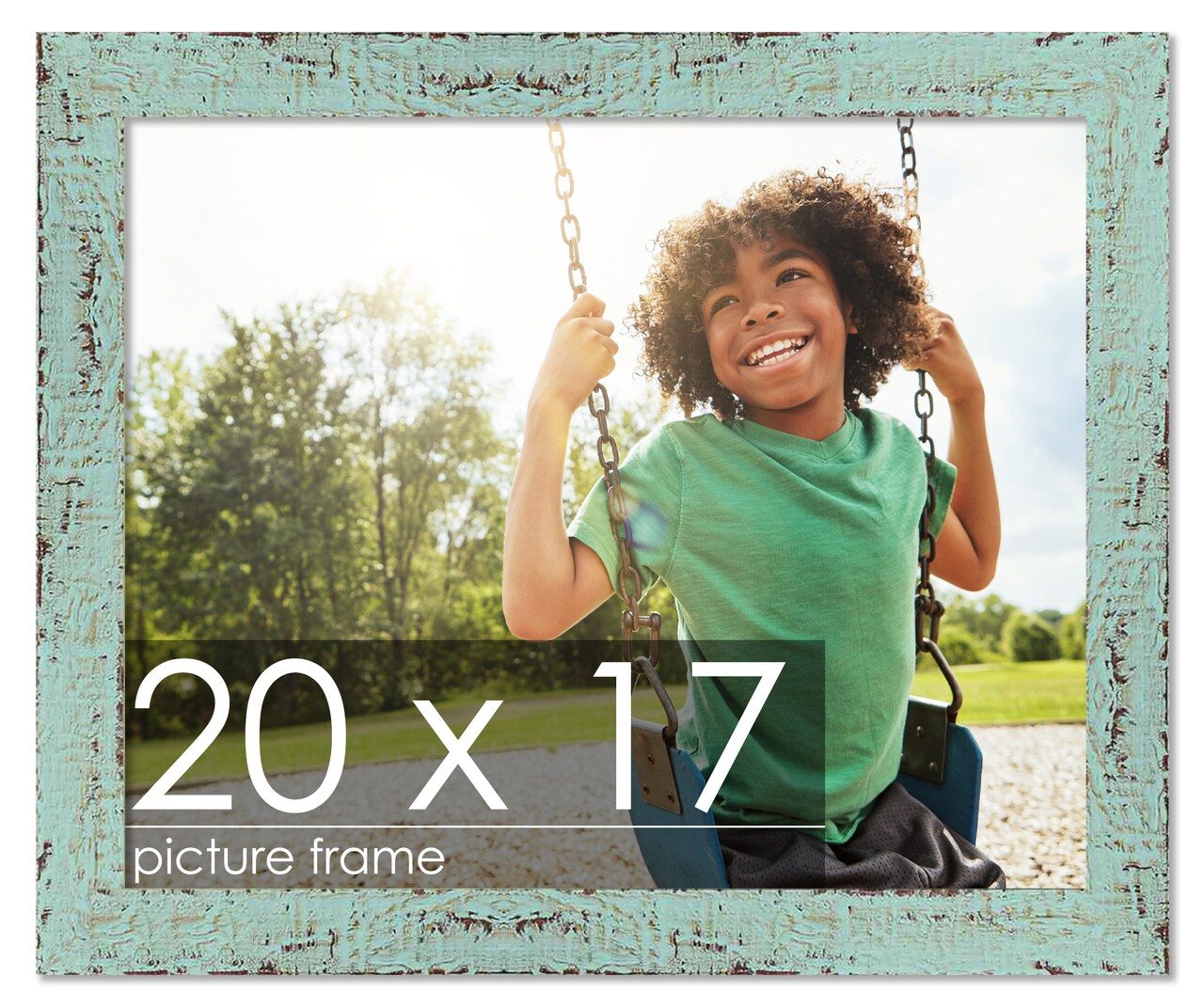 Shabby Chic Green Picture Frame - UV Acrylic, Backing Board, Hanging Hardware Included